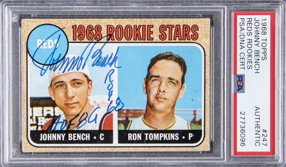 1968 Topps #247 Johnny Bench Signed/Inscribed Rookie Card - PSA/DNA